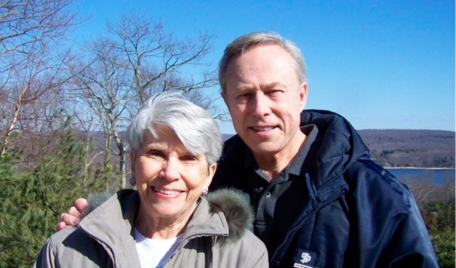 Image from Mr. Steele’s website shows the author and his wife, Betsy, with the Connecticut River in the background.